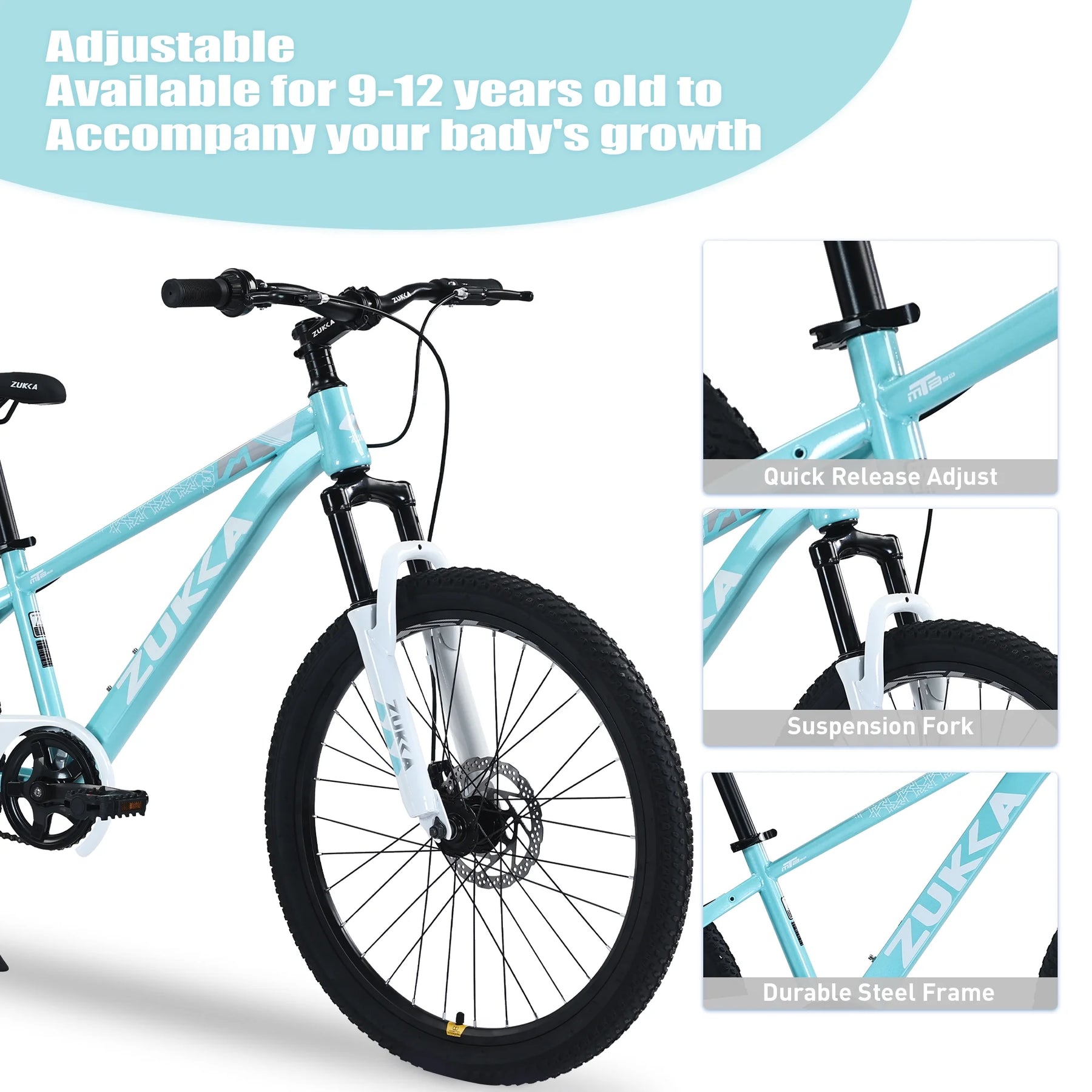 Zukka 20 in Kids Mountain Bike Steel Frame Hardtail Bicycle for Child Aged 7 - 10 Years Pink - Product image 13