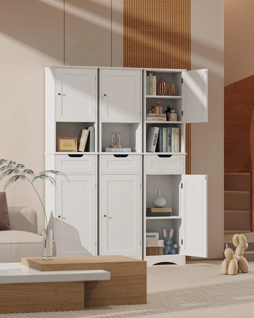 Aiho 67"h Bathroom Storage Cabinet with 2 Doors and 1 Drawer for Bathroom, Bedroom, Kitchen, and Living Room - White