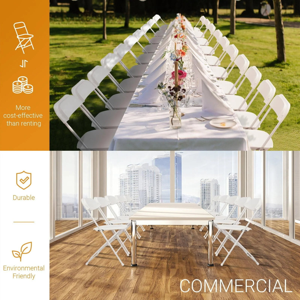 Ubesgoo 10 Packs Plastic Folding Chairs Wedding Banquet Seat Party Event Chair for Adults - Product image 4