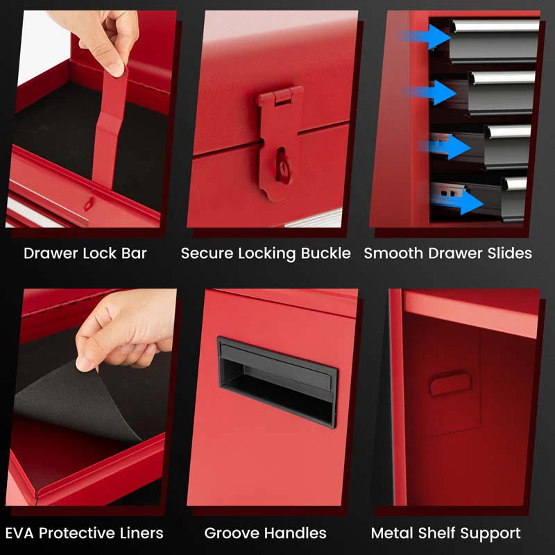 2-in-1 Rolling Tool Chest, 5-Drawer Tool Storage Cabinet with Wheels, Adjustable Shelf - Product image 50