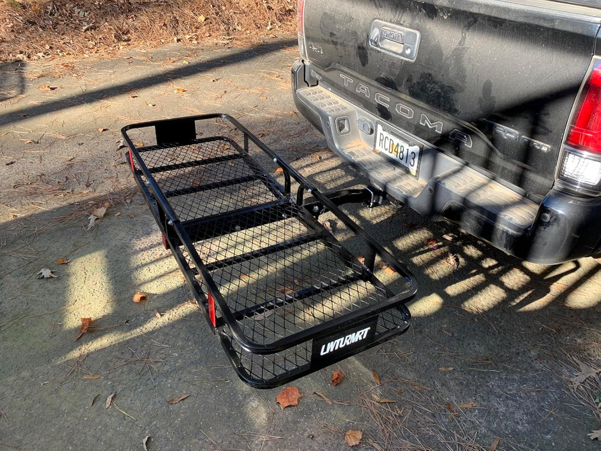 LWTURMRT 60" x 22" x 6" Hitch Cargo Rack with Waterproof Cargo Bag (58" x 20" x 24"), Rust Resistant Baking Paint and Alloy Steel Material
