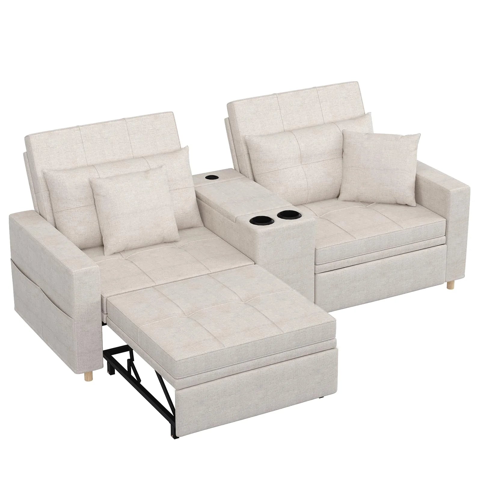 AECOJOY 75" Sleeper Chair, 3 in 1 Convertible Sleeper Sofa Bed, 2-Seater Pull Out Couch Bed - Product image 1