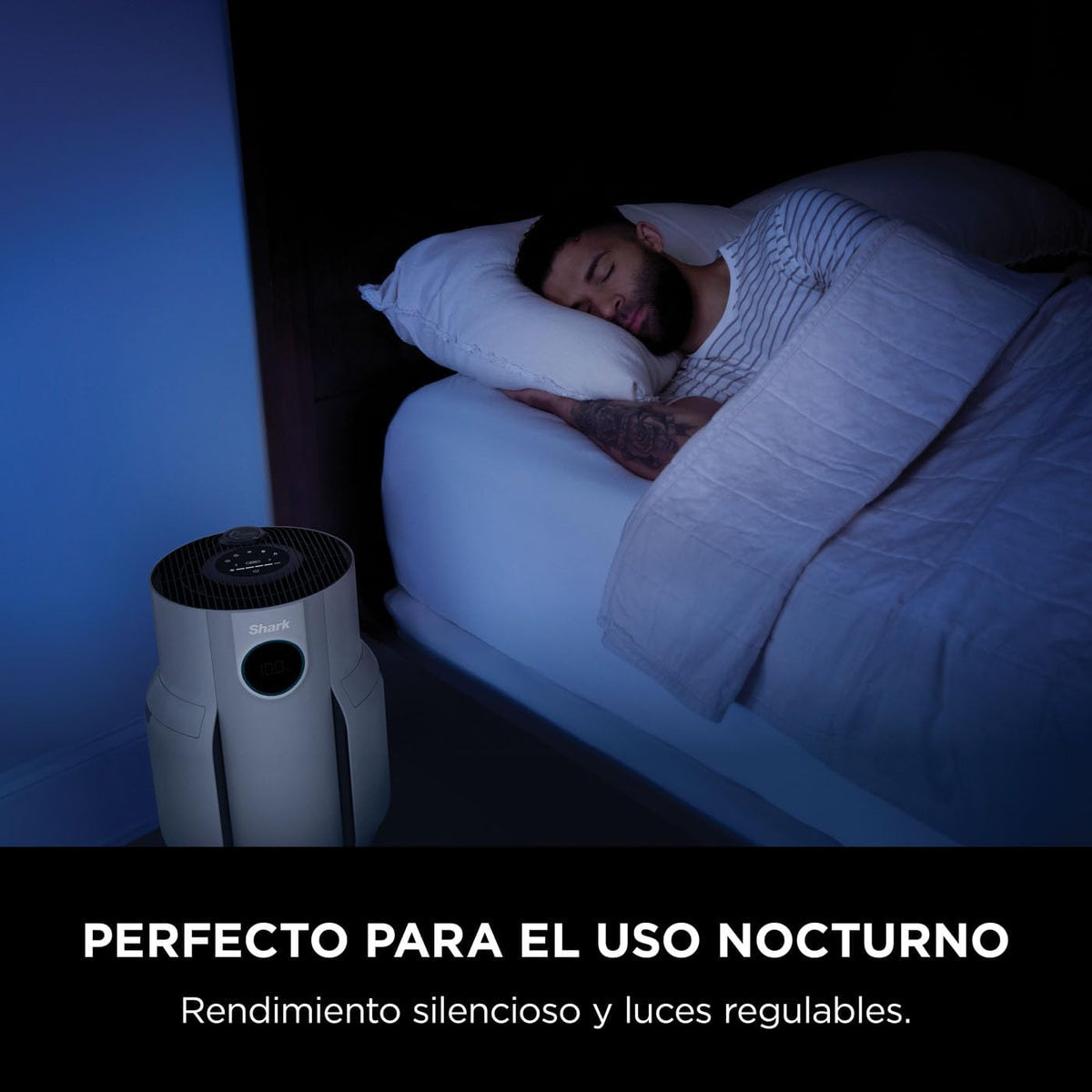 Shark NeverChange up to 5 years Air Purifier, 5-year HEPA Filter, 60m² Coverage, Captures 99.97% of Allergens, Automatic Mode, Quiet, LED Display, for Home and Bedroom, White HP150EU