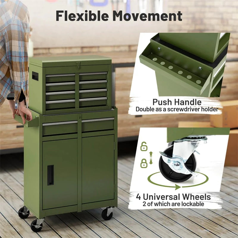 2-in-1 Rolling Tool Chest, 5-Drawer Tool Storage Cabinet with Wheels, Adjustable Shelf - Product image 69