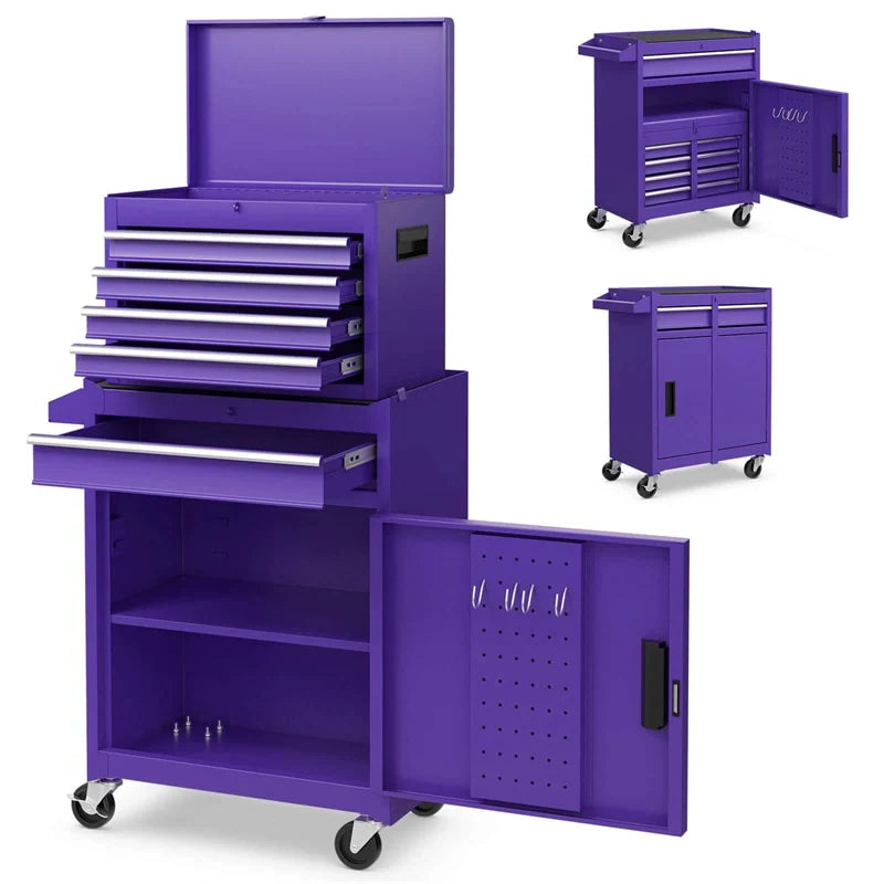 2-in-1 Rolling Tool Chest, 5-Drawer Tool Storage Cabinet with Wheels, Adjustable Shelf - Product image 95