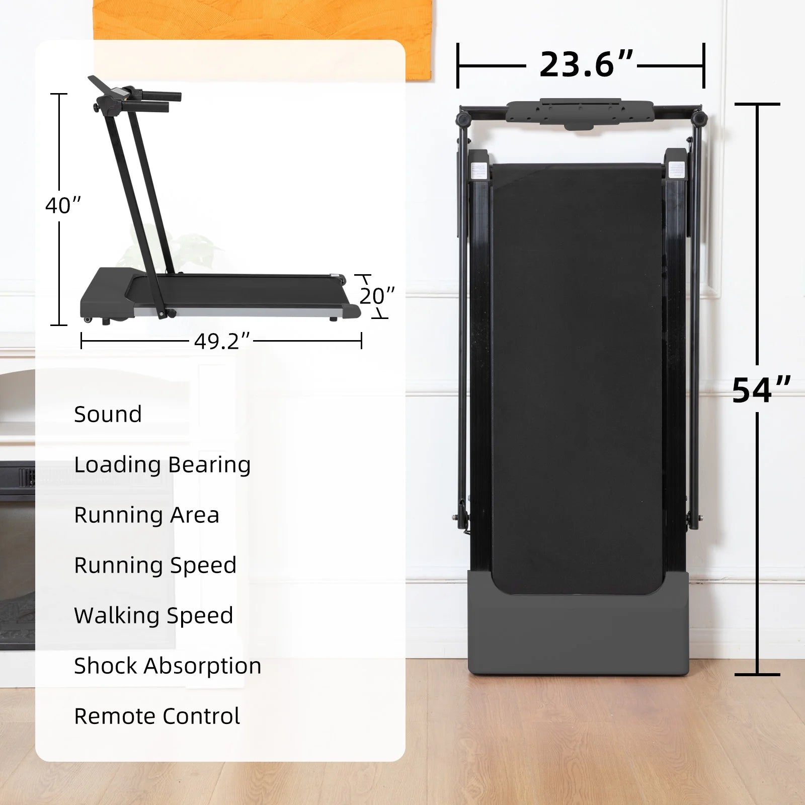 Ambifirner Portable Folding Treadmill, 3.0 HP Foldable Compact Treadmill for Home Office with 300 lb - Product image 22