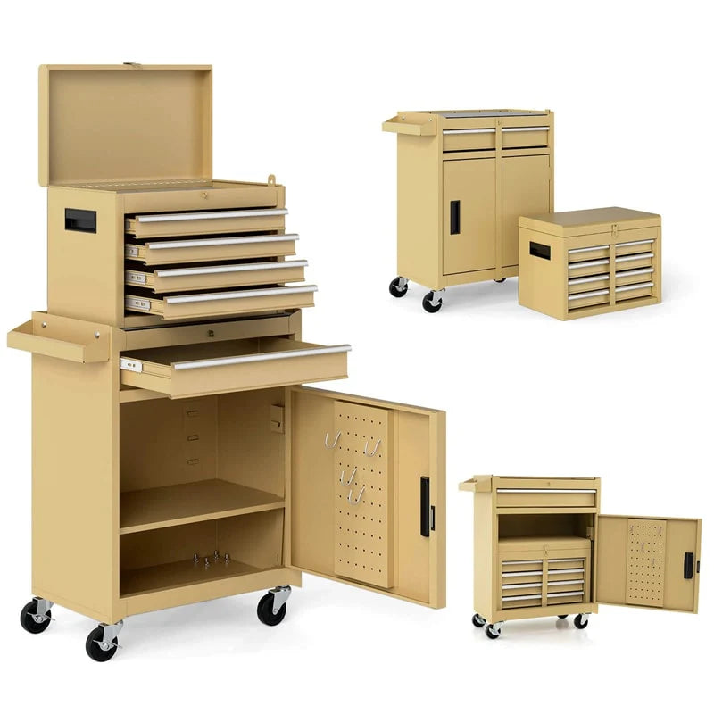 2-in-1 Rolling Tool Chest, 5-Drawer Tool Storage Cabinet with Wheels, Adjustable Shelf - Product image 74