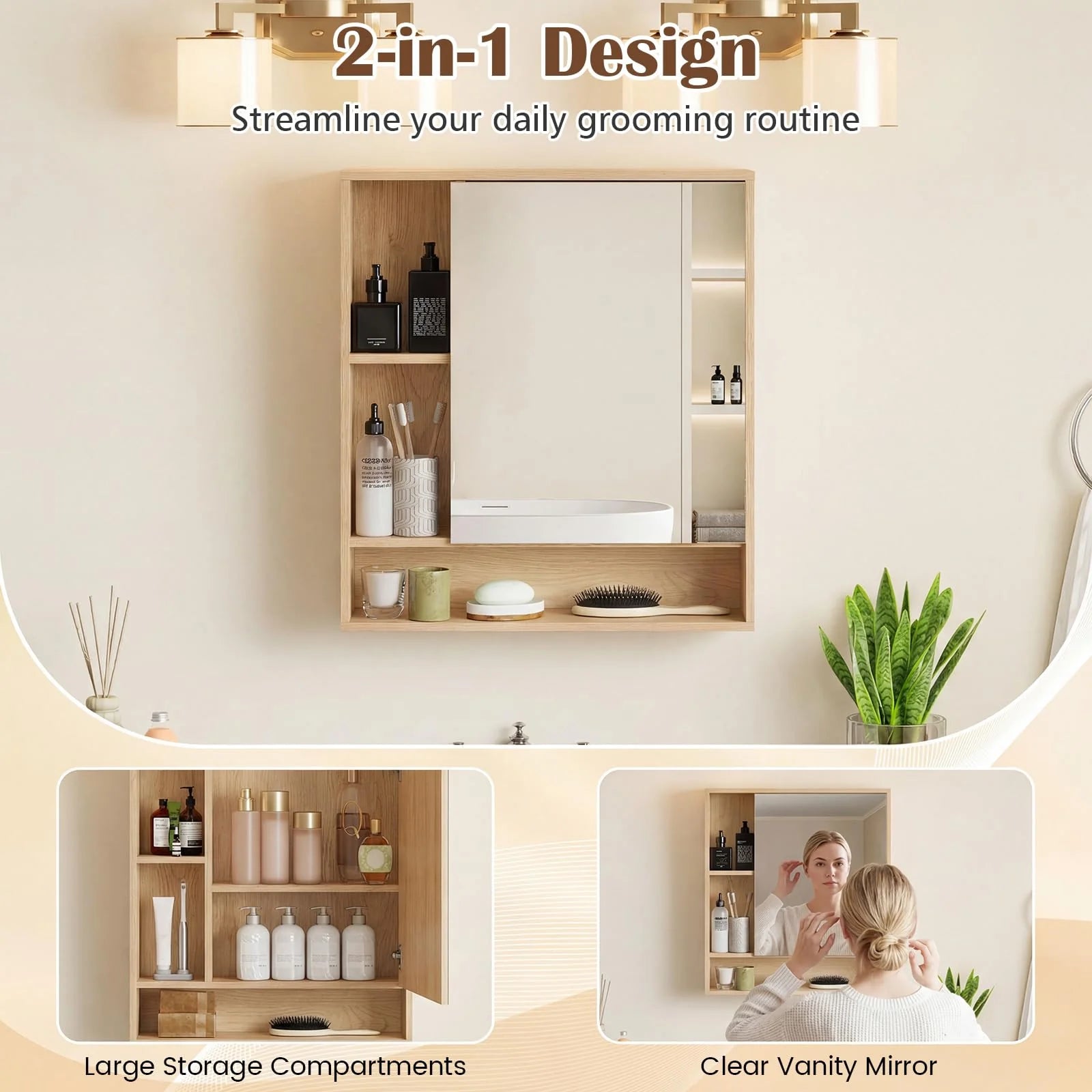 Tangkula Bathroom Cabinet with Mirror for Living Room - Product image 7