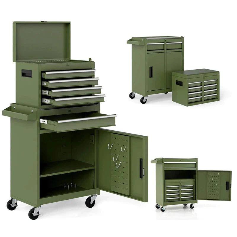 2-in-1 Rolling Tool Chest, 5-Drawer Tool Storage Cabinet with Wheels, Adjustable Shelf - Product image 64