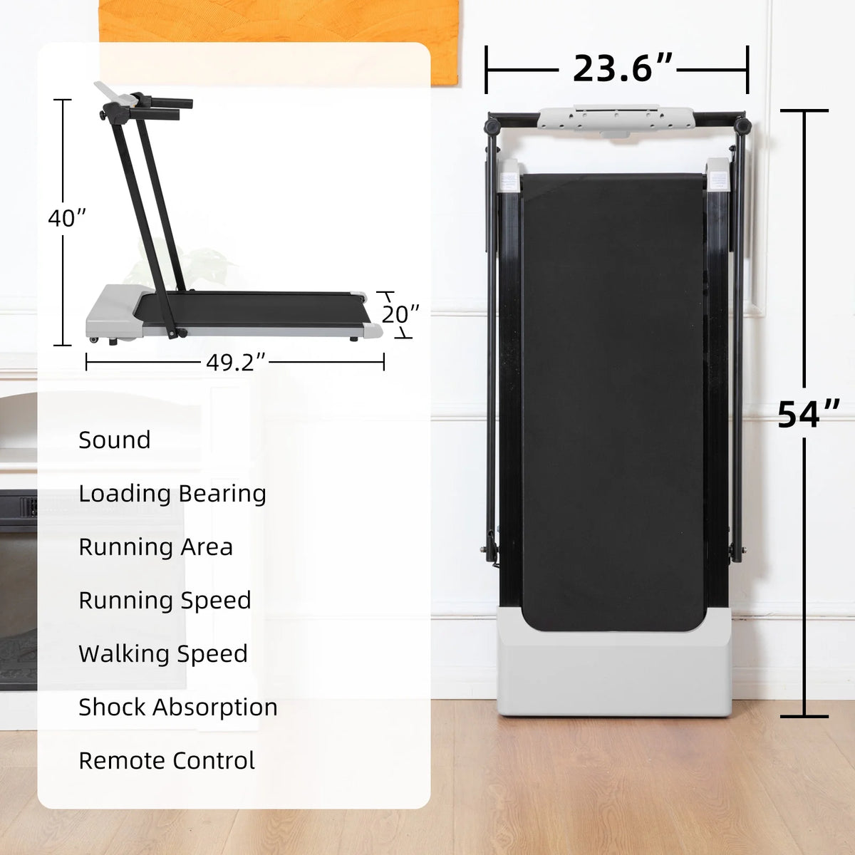 Ambifirner Portable Folding Treadmill, 3.0 HP Foldable Compact Treadmill for Home Office with 300 lb - Product image 26
