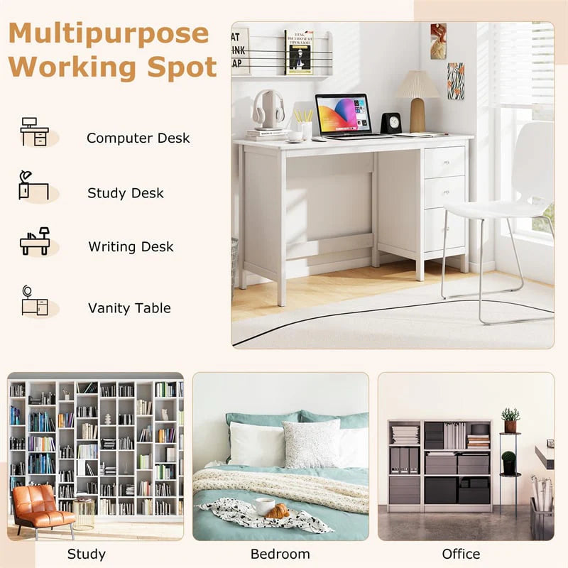 Computer Desk with 3 Storage Drawers, 48" Modern Home Office Desk with Spacious Desktop - Product image 9