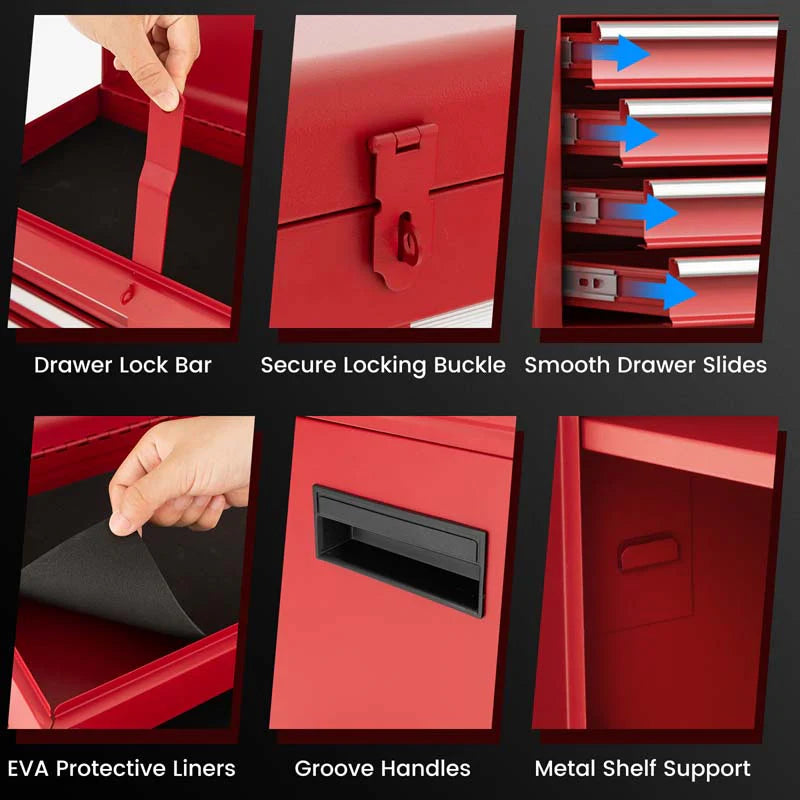 2-in-1 Rolling Tool Chest, 5-Drawer Tool Storage Cabinet with Wheels, Adjustable Shelf - Product image 38