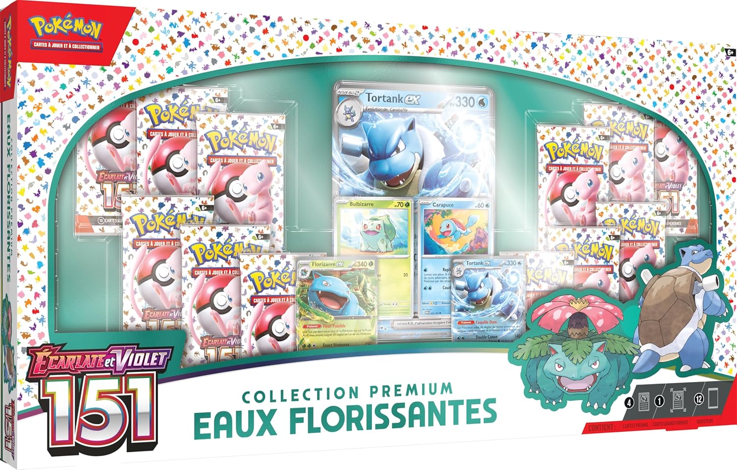 Pokémon: Pokémon TCG: Flourishing Waters Premium Collection (4 Shiny Promo Cards, 1 Large Format Shiny Card and 12 booster packs)