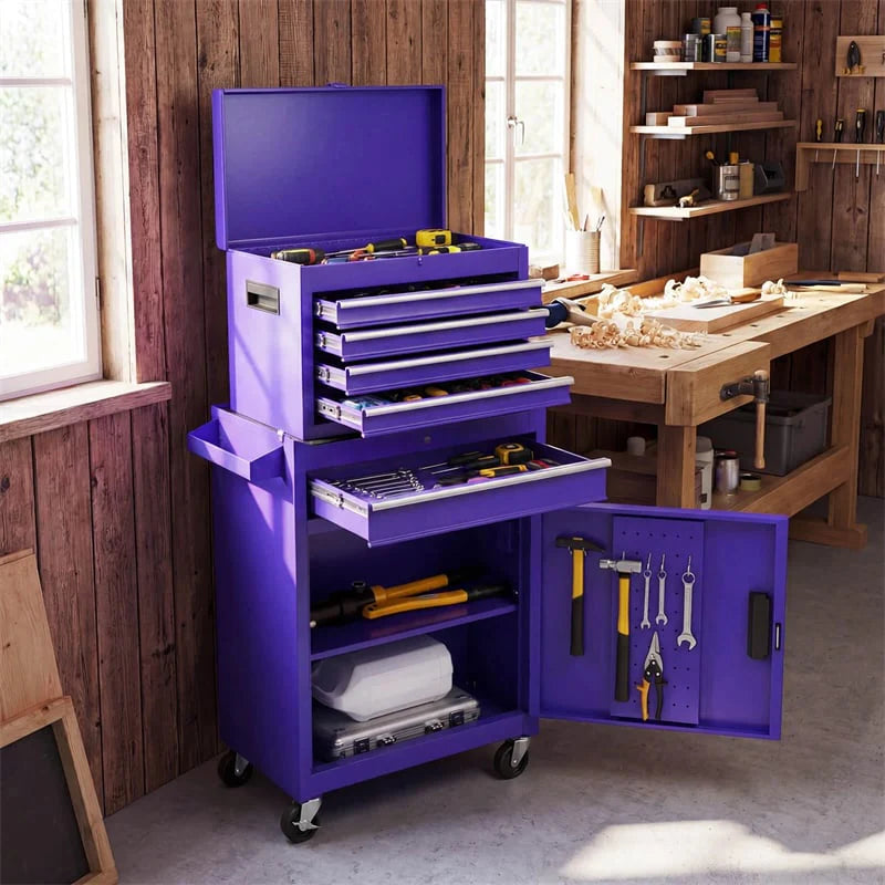 2-in-1 Rolling Tool Chest, 5-Drawer Tool Storage Cabinet with Wheels, Adjustable Shelf - Product image 85