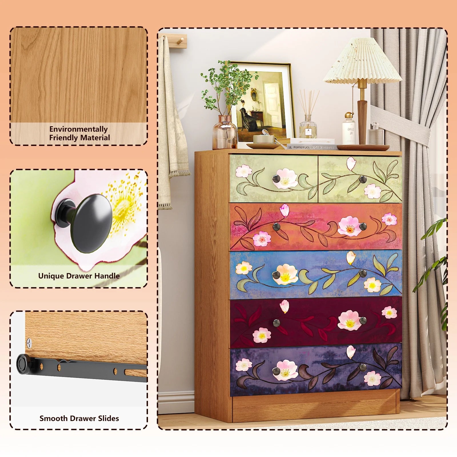 Ktaxon Wood 6 - Drawer Dresser Organizer for Bedroom Storage Tower for Entryway Hallway Closet - Product image 7