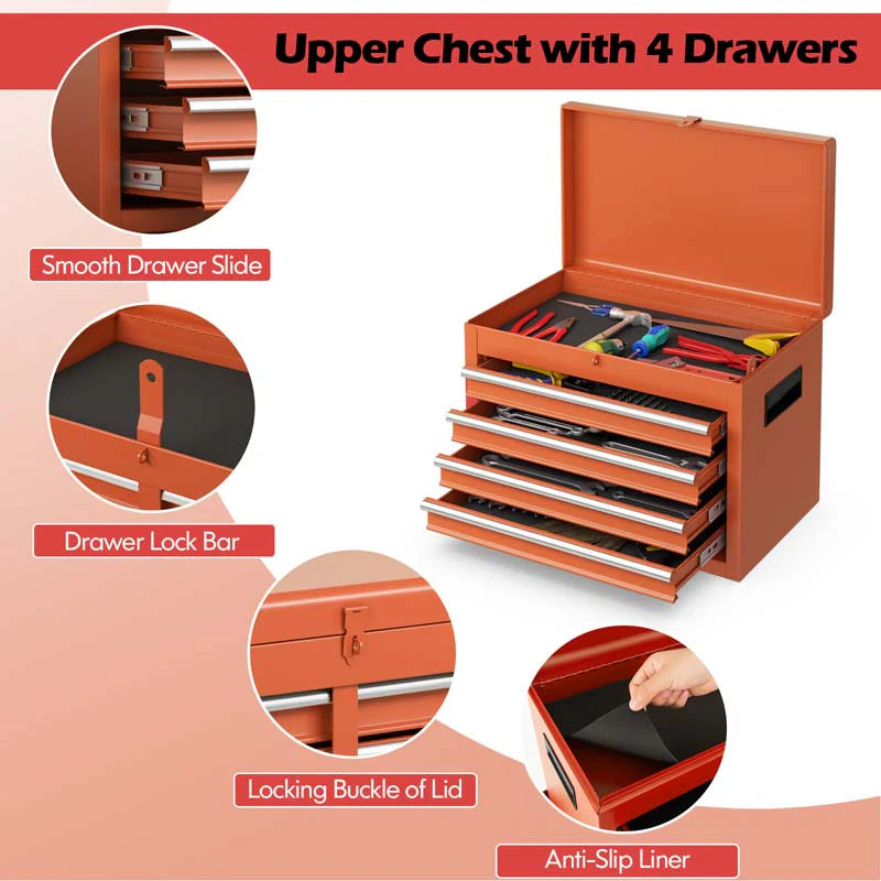 2-in-1 Rolling Tool Chest, 5-Drawer Tool Storage Cabinet with Wheels, Adjustable Shelf - Product image 6