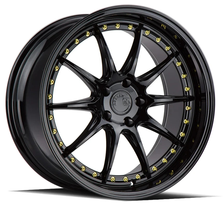 Aodhan DS07 19" 5x114.3 Gloss Black w/ Gold Rivets