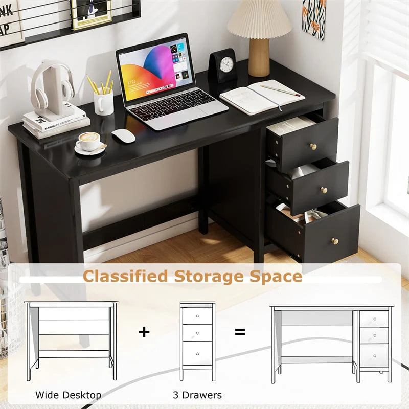 Computer Desk with 3 Storage Drawers, 48" Modern Home Office Desk with Spacious Desktop - Product image 15