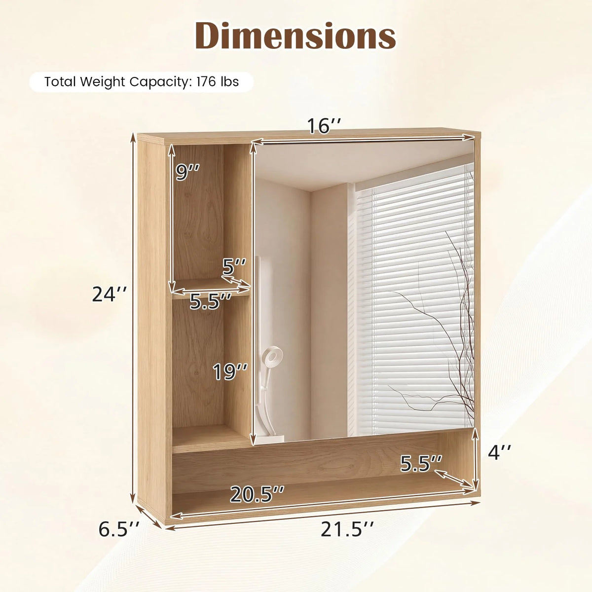 Tangkula Bathroom Cabinet with Mirror for Living Room - Product image 3