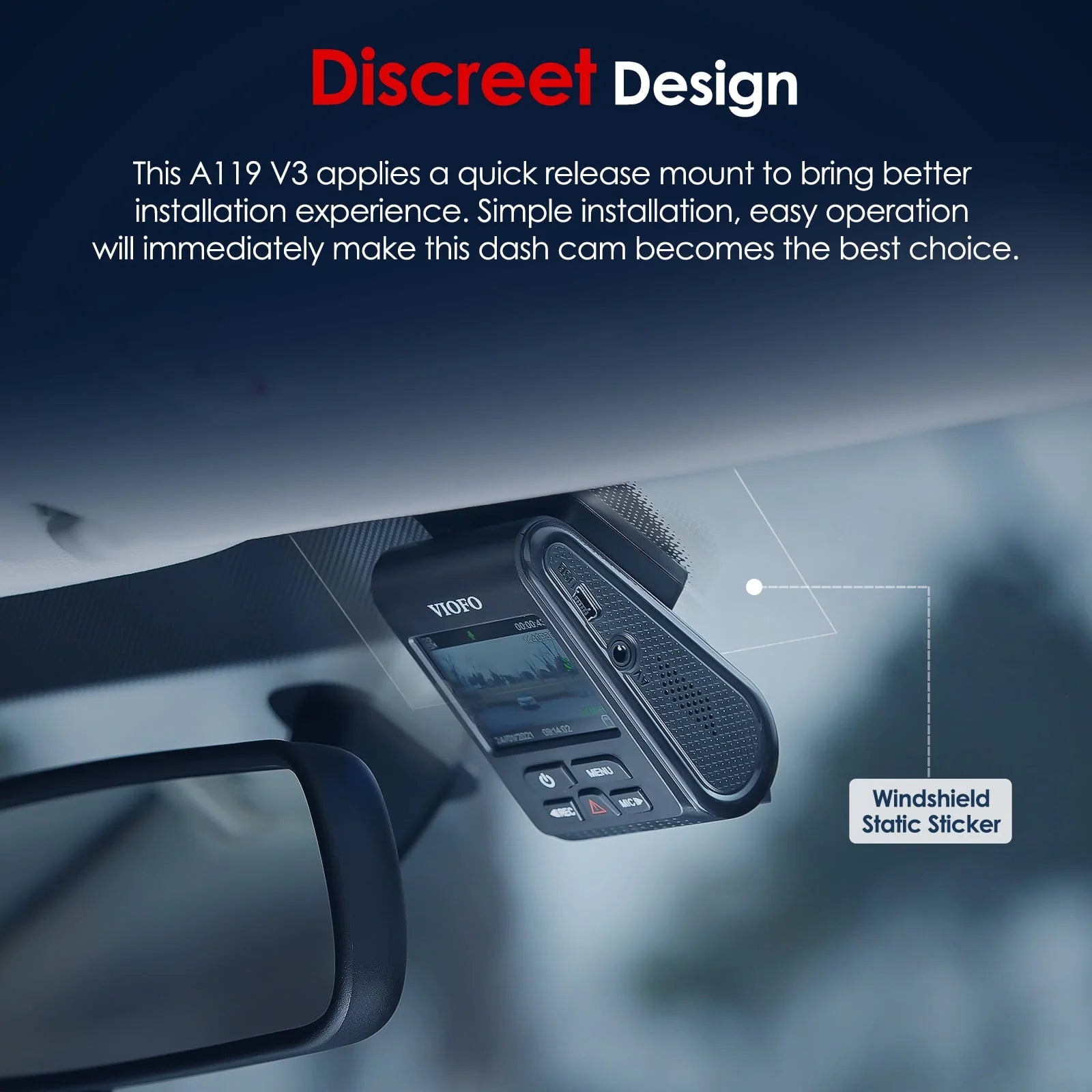 VIOFO 2K Dash Cam 2560x1440p Quad HD+ Car Dash Camera, Ultra Clear Night Vision, GPS Included - Product image 3