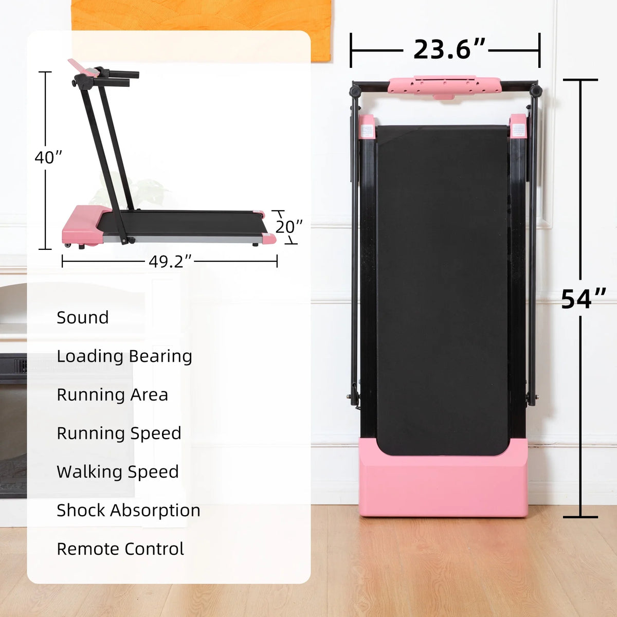 Ambifirner Portable Folding Treadmill, 3.0 HP Foldable Compact Treadmill for Home Office with 300 lb - Product image 6