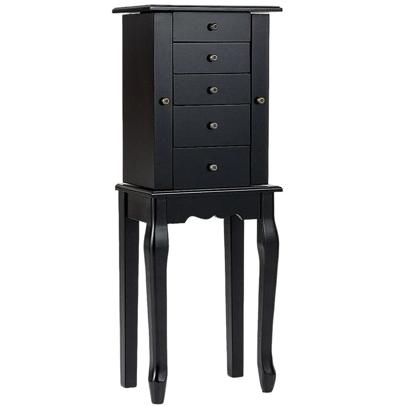 Standing Jewelry Armoire Cabinet with Flip Top Mirror, 4 Drawers, 8 Necklace Hooks & 2 Side Doors - Product image 21