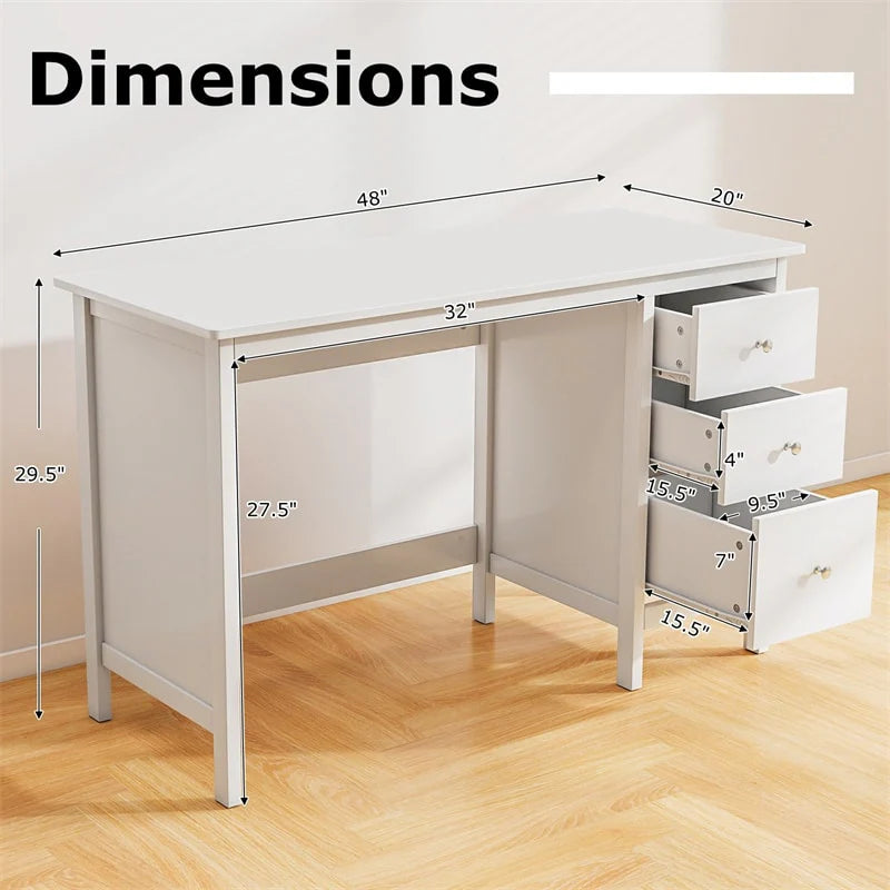Computer Desk with 3 Storage Drawers, 48" Modern Home Office Desk with Spacious Desktop - Product image 4
