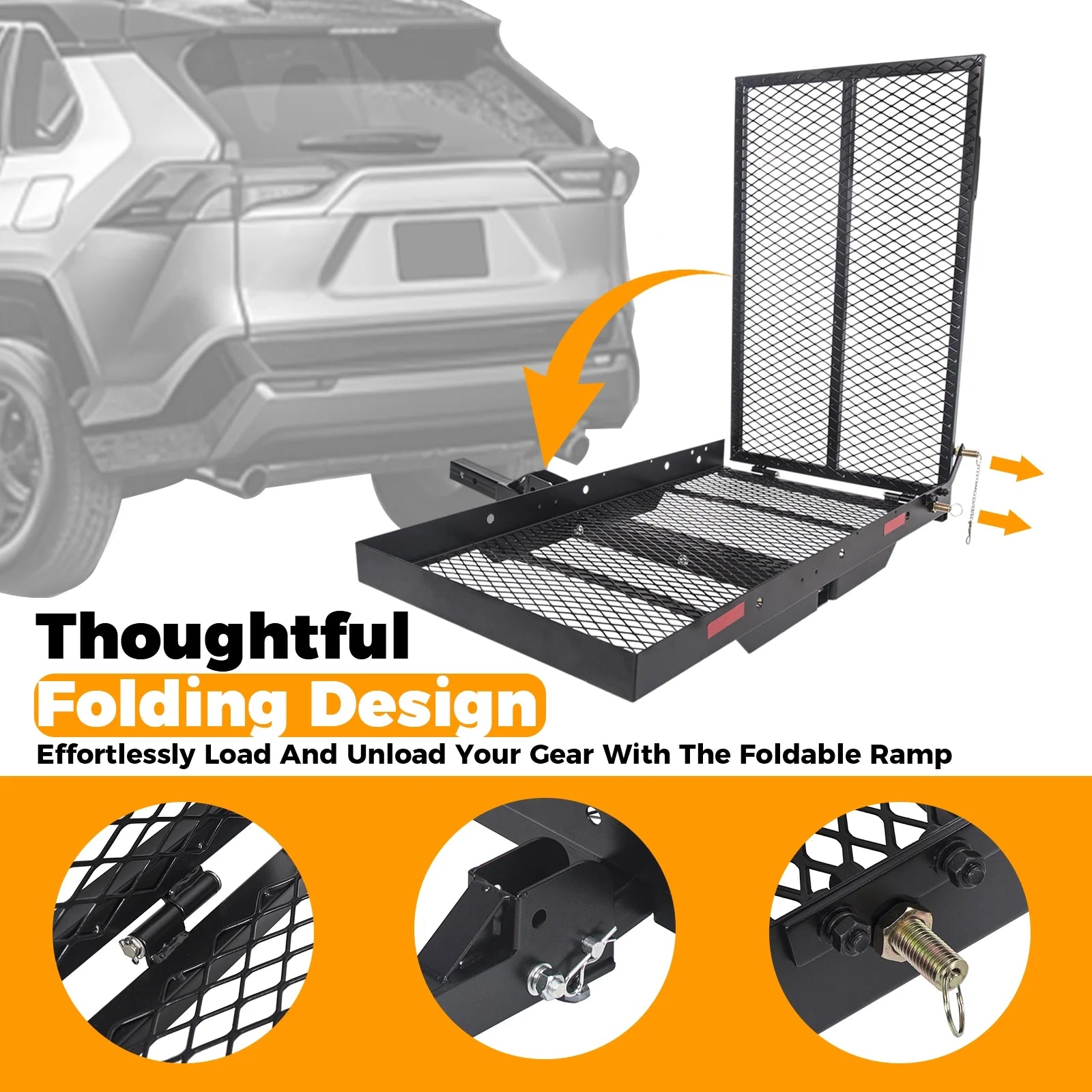 HECASA Hitch Mounted Cargo Carrier Mobility Scooter and Wheelchair Carrier Rack with Loading Ramp Luggage - Product image 3