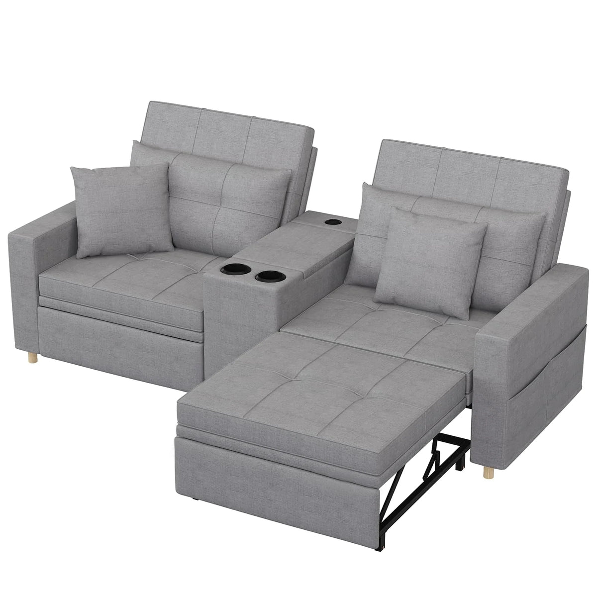AECOJOY 75" Sleeper Chair, 3 in 1 Convertible Sleeper Sofa Bed, 2-Seater Pull Out Couch Bed - Product image 4