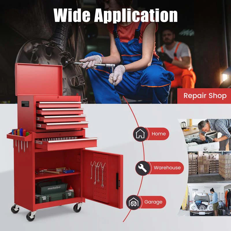 2-in-1 Rolling Tool Chest, 5-Drawer Tool Storage Cabinet with Wheels, Adjustable Shelf - Product image 37
