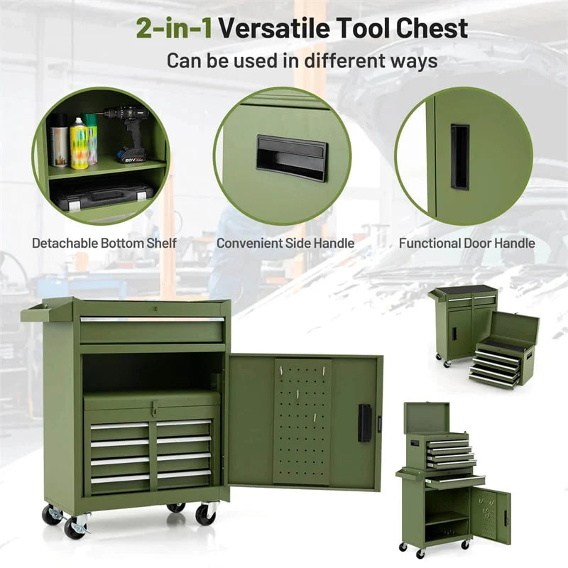 2-in-1 Rolling Tool Chest, 5-Drawer Tool Storage Cabinet with Wheels, Adjustable Shelf - Product image 68