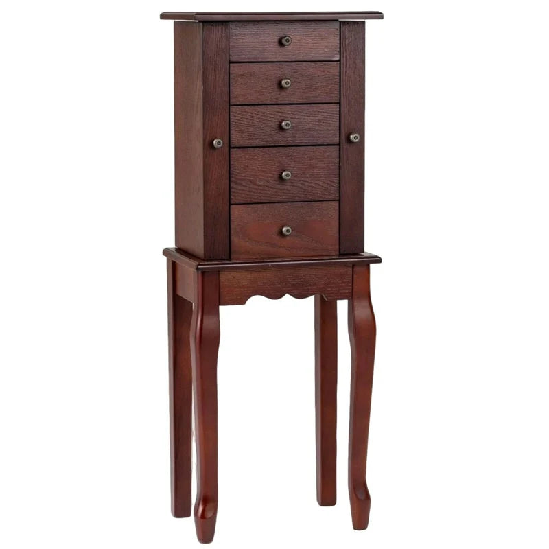 Standing Jewelry Armoire Cabinet with Flip Top Mirror, 4 Drawers, 8 Necklace Hooks & 2 Side Doors - Product image 2