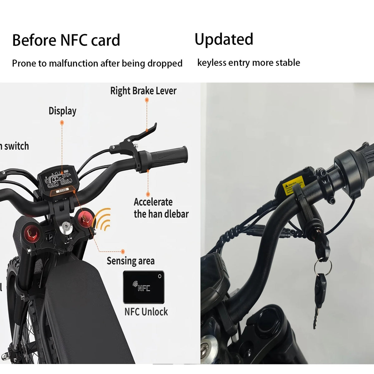 Ridingtimes GT73 Electric Motorbike 2400W 48V 18.2ah*2 Electric BIKE with 25" Tires Digital Screen Carbon - Product image 11