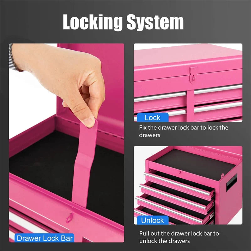 2-in-1 Rolling Tool Chest, 5-Drawer Tool Storage Cabinet with Wheels, Adjustable Shelf - Product image 100