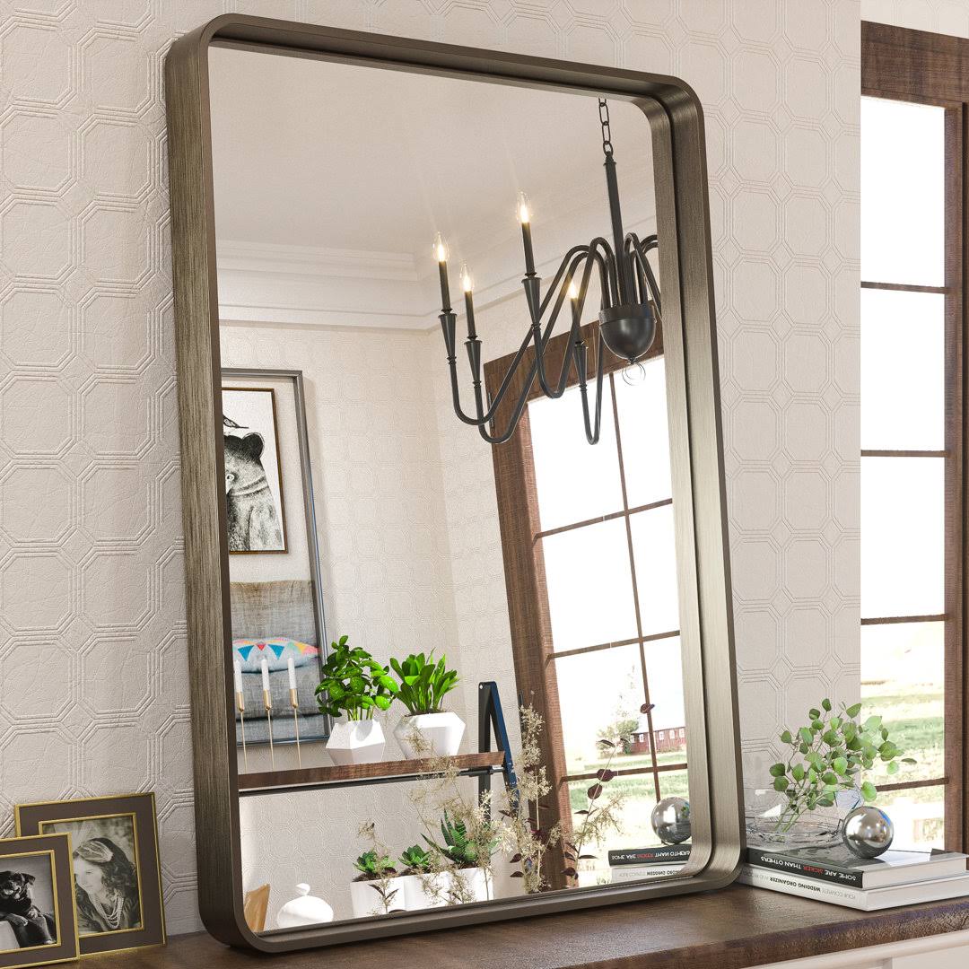 Tyro Bathroom Decorative Home Decor Corner Hangs Accent Mirror Latitude Run Finish: Bronze, Size: 72" x 36" - Product image 1