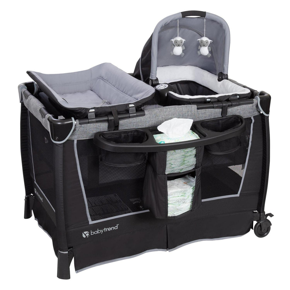 Baby Trend Simply Smart Nursery Center Playard with Bassinet and Travel Bag - Whisper Grey - Product image 1