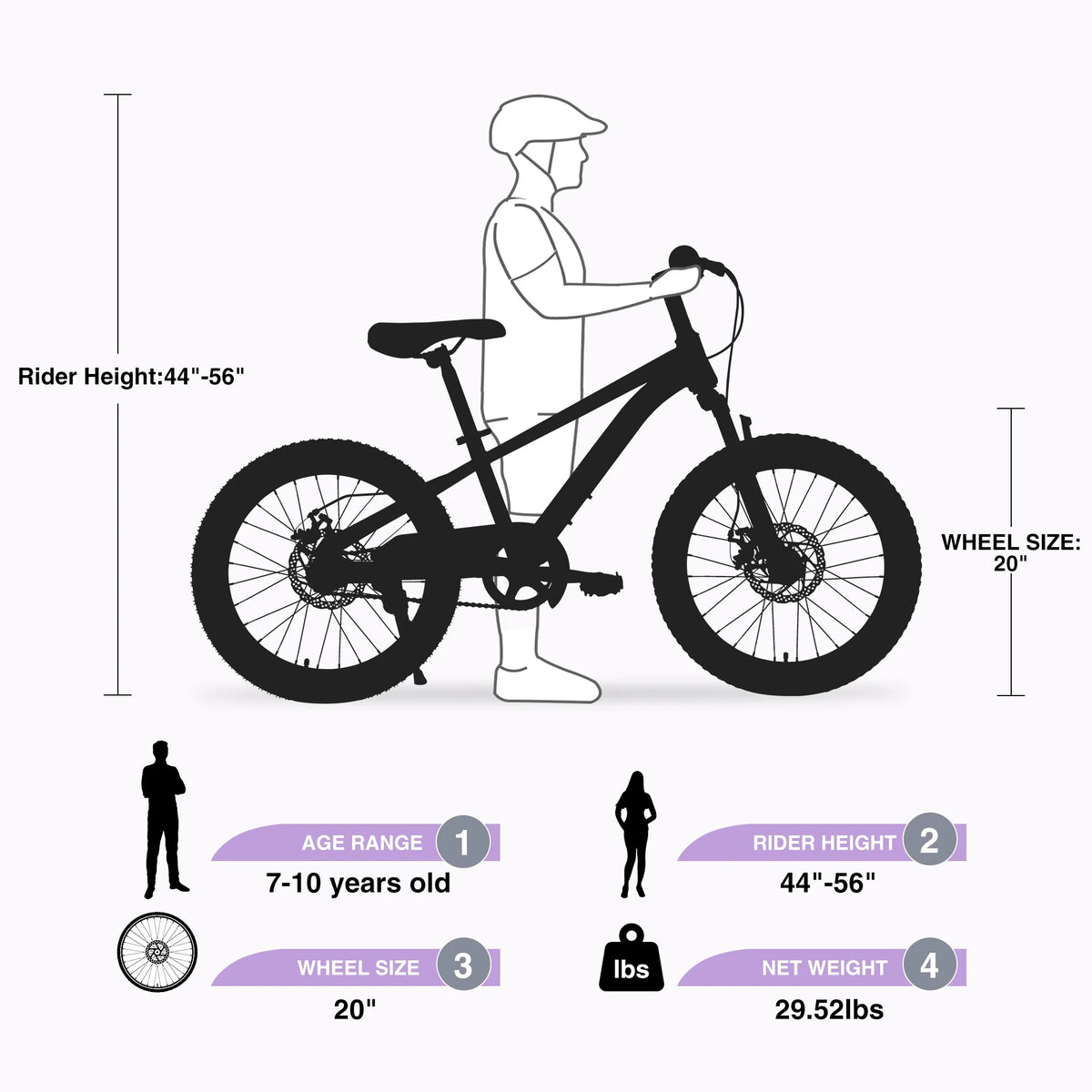 Zukka 20 in Kids Mountain Bike Steel Frame Hardtail Bicycle for Child Aged 7 - 10 Years Pink - Product image 25