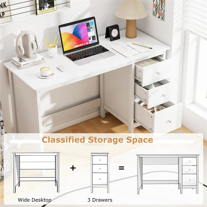 Computer Desk with 3 Storage Drawers, 48" Modern Home Office Desk with Spacious Desktop - Product image 6