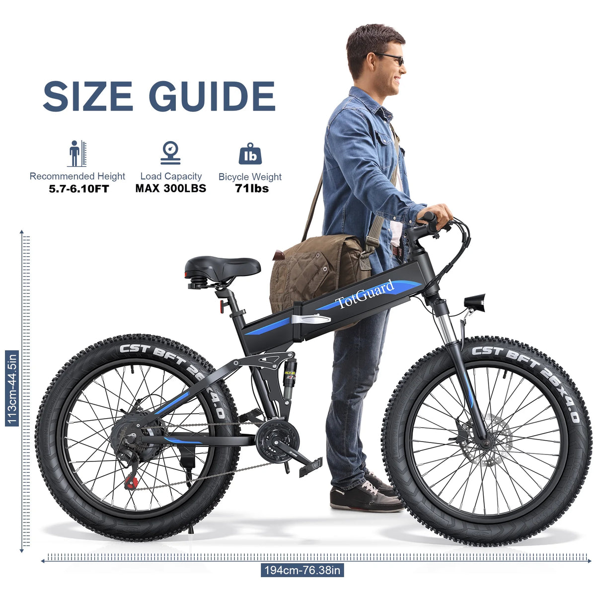 Totguard 26"x4" Electric Bike, Fat Tire 500W Ebike, Foldable Electric Bicycles E Bikes for Adults Electric - Product image 22
