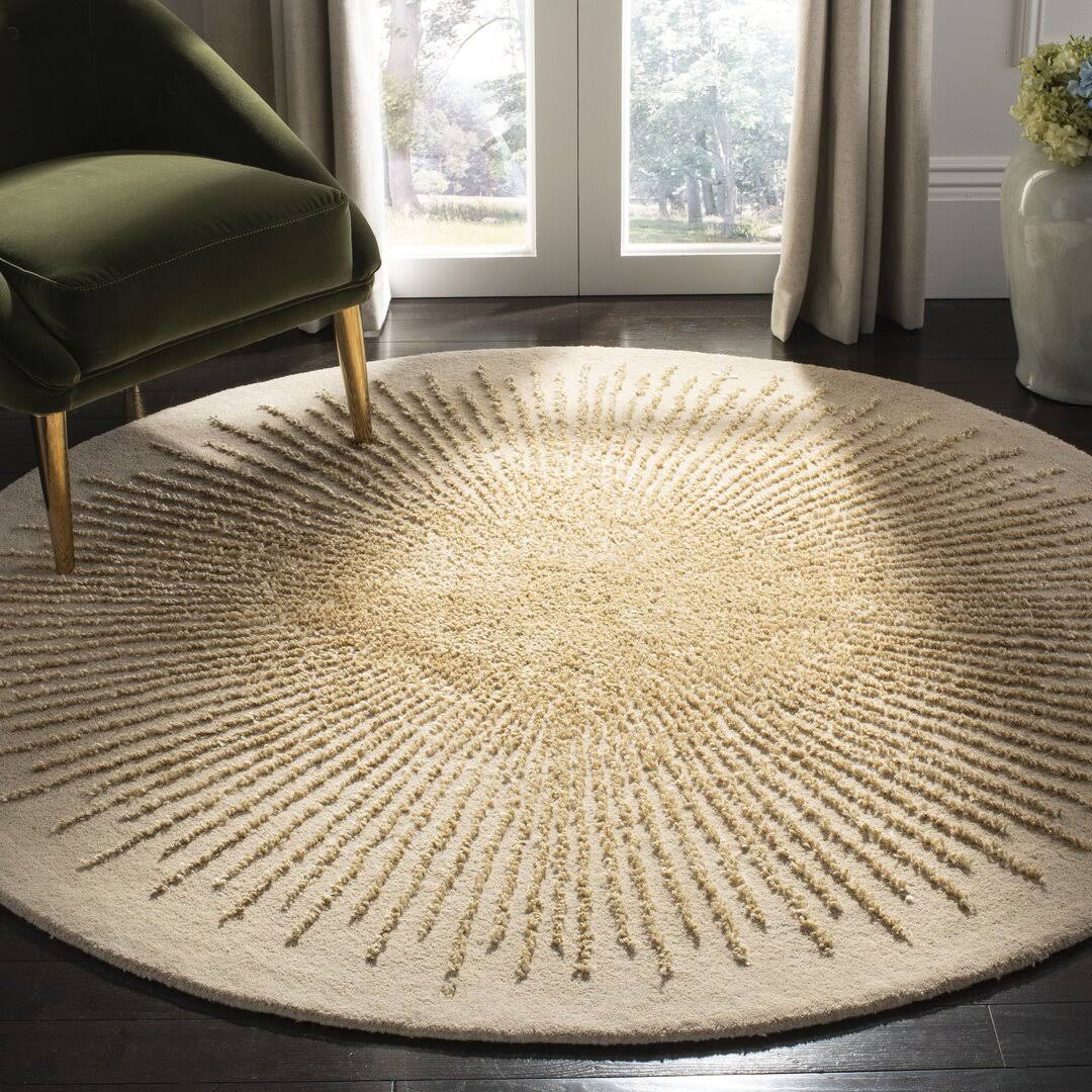 Mercer41 Tess Hand-Tufted Wool Beige/Gold Area Rug, Size: Round 6' - Product image 1