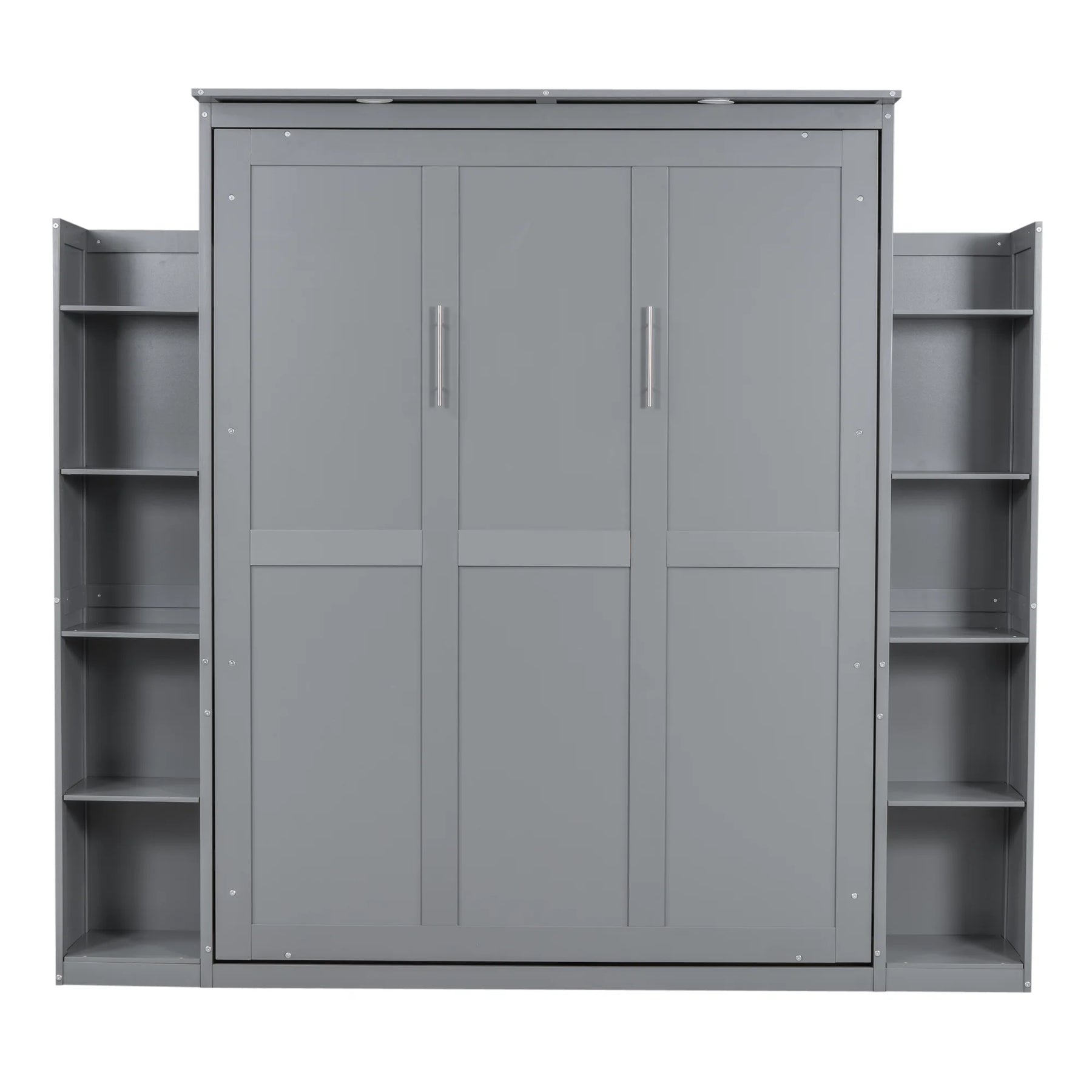 Aukfa Queen Size Murphy Bed with 5 - Tier Storage Shelf & LED Lights - Product image 6