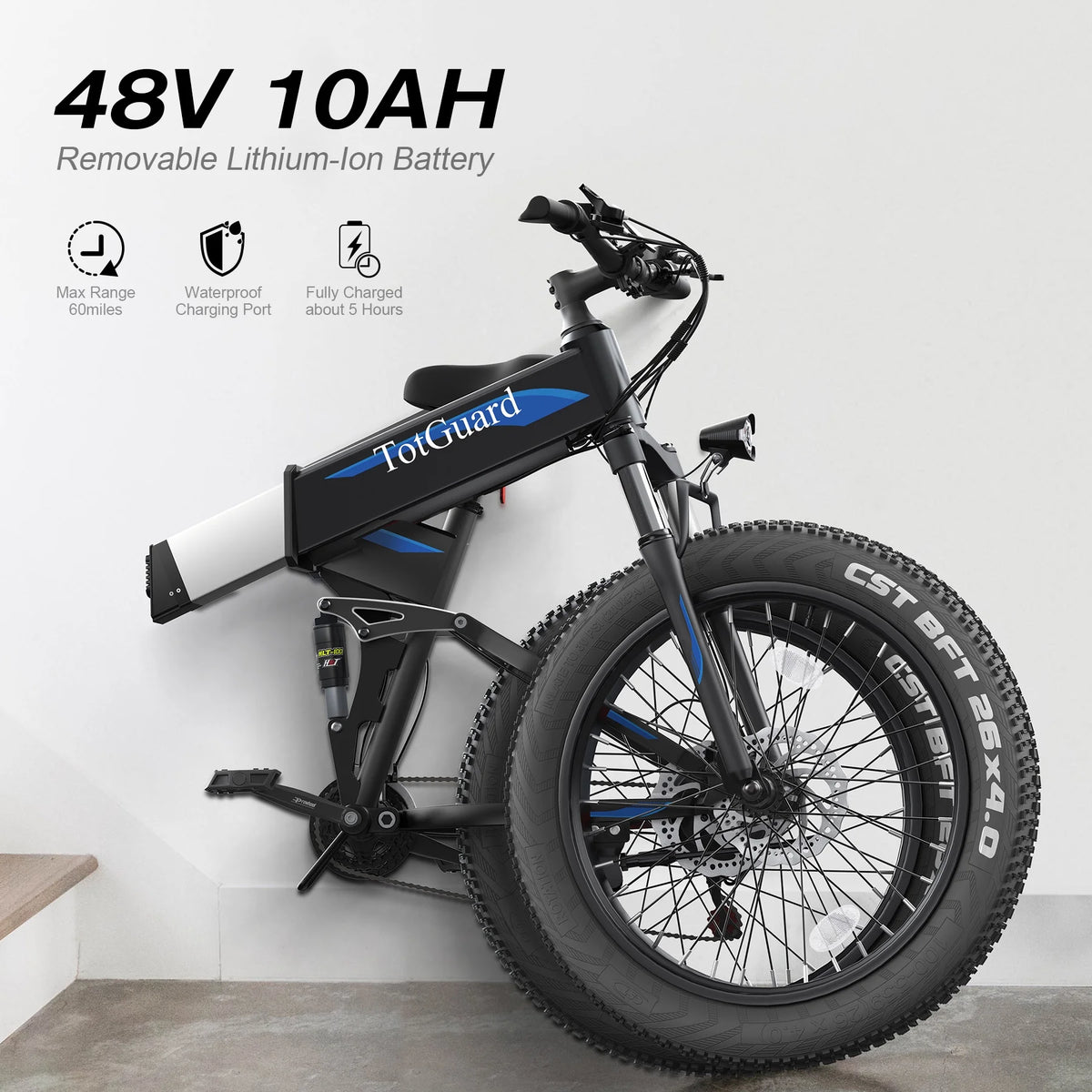 Totguard 26"x4" Electric Bike, Fat Tire 500W Ebike, Foldable Electric Bicycles E Bikes for Adults Electric - Product image 21