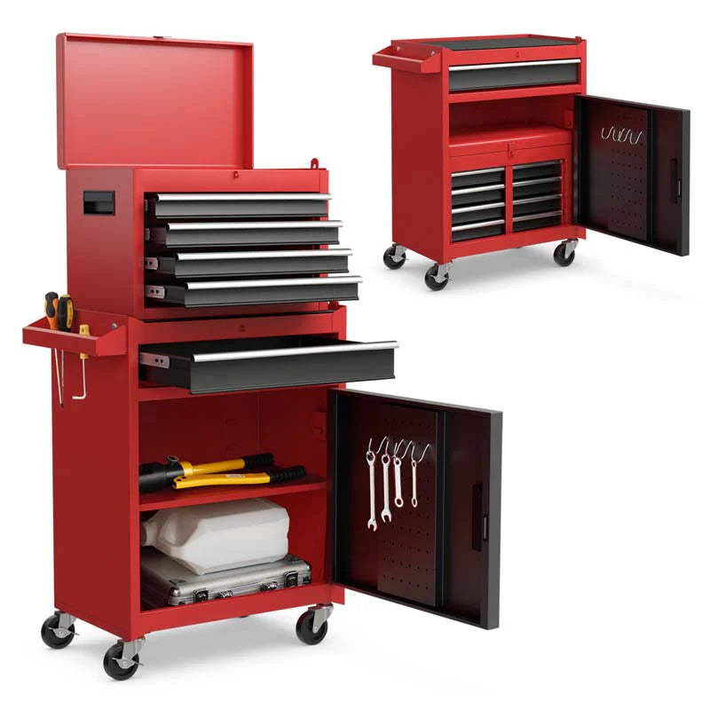 2-in-1 Rolling Tool Chest, 5-Drawer Tool Storage Cabinet with Wheels, Adjustable Shelf - Product image 43