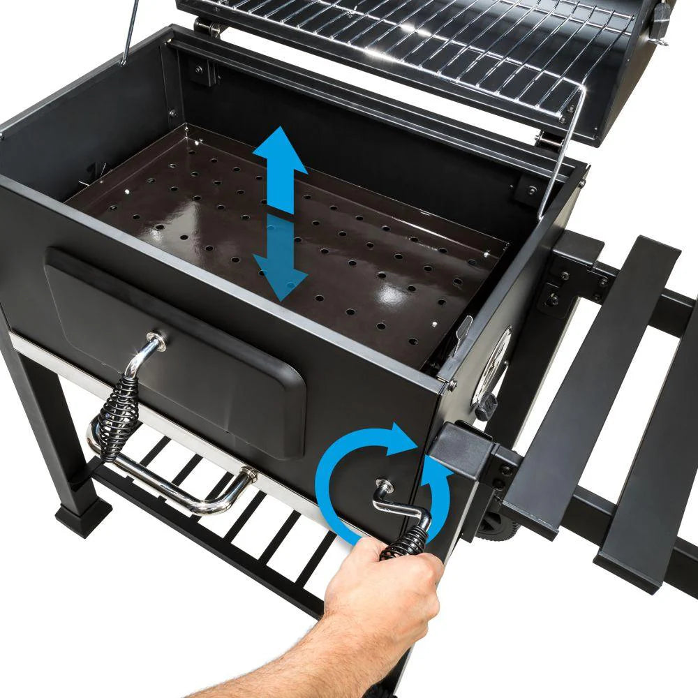 3 in 1 charcoal barbecue with thermometer with black adjustable height grill 1508003 -