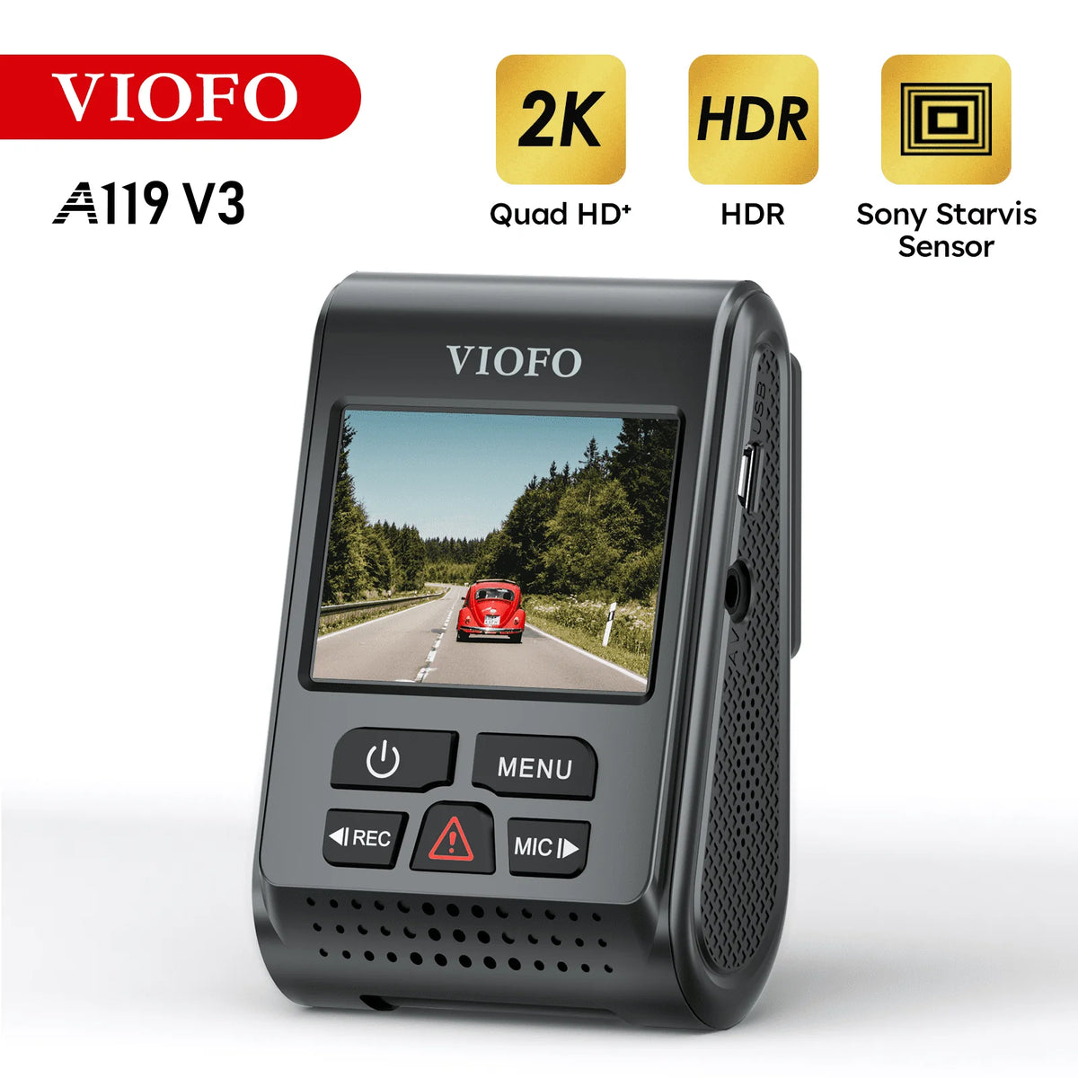 VIOFO 2K Dash Cam 2560x1440p Quad HD+ Car Dash Camera, Ultra Clear Night Vision, GPS Included - Product image 1