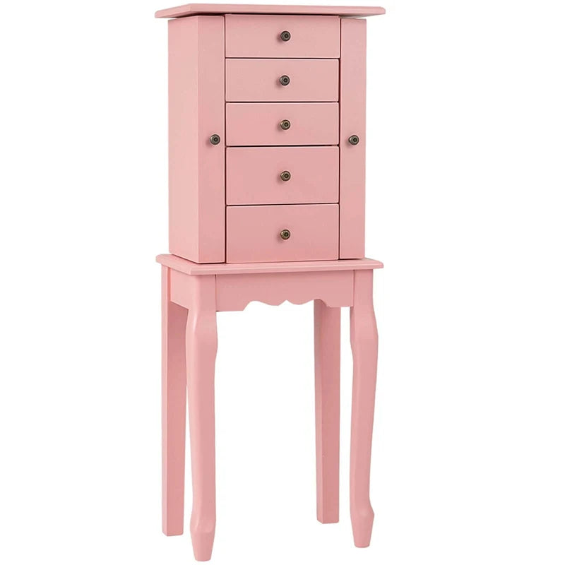 Standing Jewelry Armoire Cabinet with Flip Top Mirror, 4 Drawers, 8 Necklace Hooks & 2 Side Doors - Product image 37