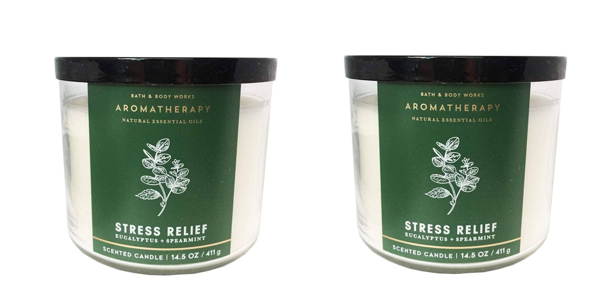Bath & Body Works, Aromatherapy Stress Relief 3-Wick Candle, dfrDhp, 2 Pack (Eucalyptus spearmint) - Product image 1