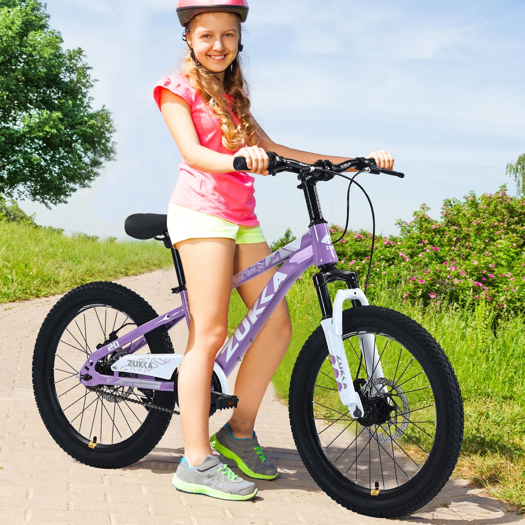 Zukka 20 in Kids Mountain Bike Steel Frame Hardtail Bicycle for Child Aged 7 - 10 Years Pink - Product image 24