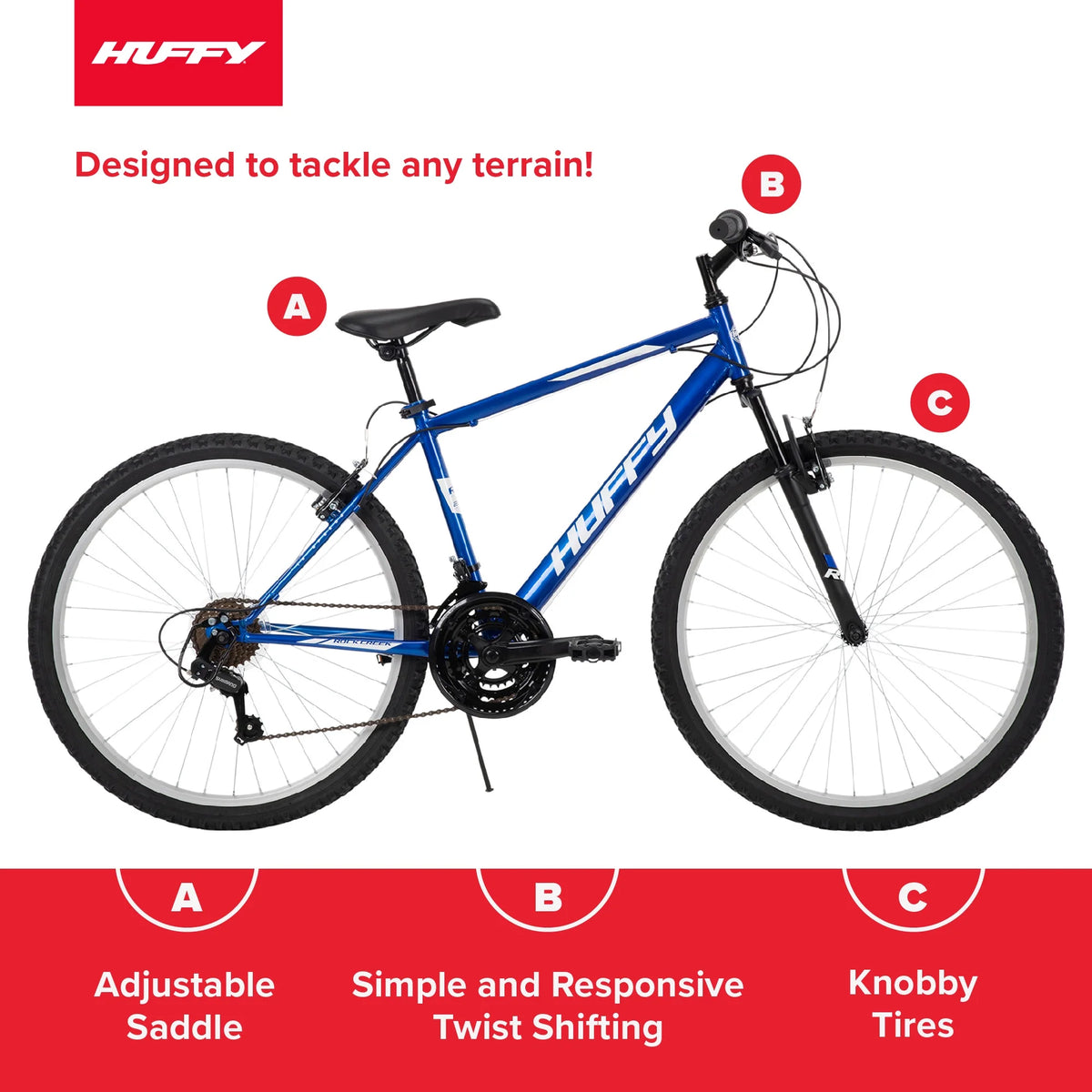 Huffy 26" Rock Creek Mountain Bike, Fits Riders 5'0"+, Blue, Adult, Men'S - Product image 4