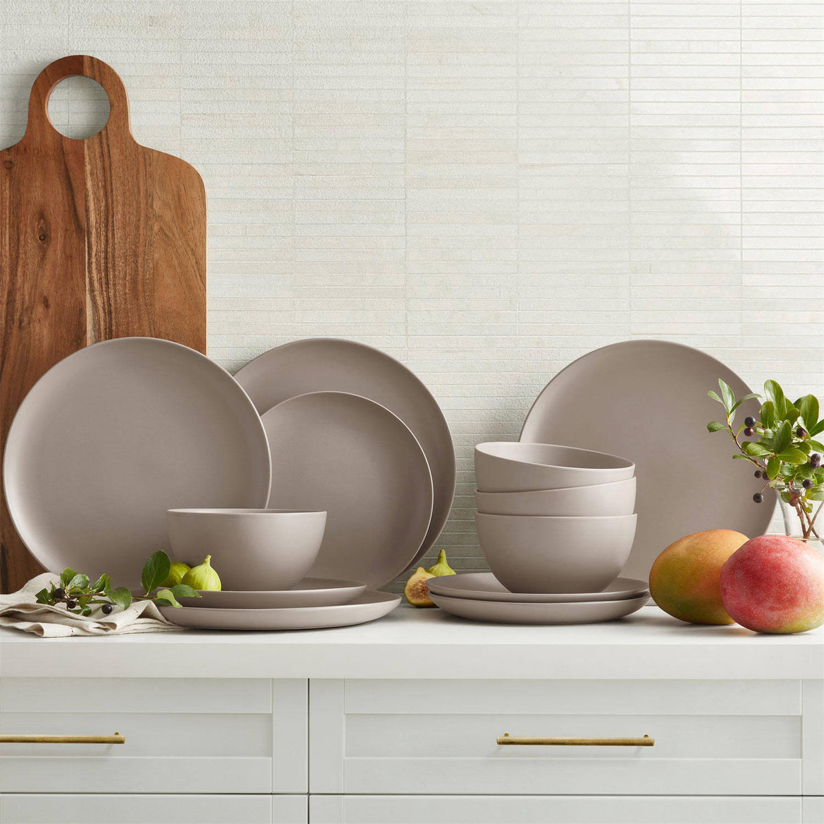 Member's Mark 12-Piece Artisan Crafted Dinnerware Set (Taupe) - Product image 1